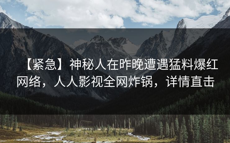 【紧急】神秘人在昨晚遭遇猛料爆红网络，人人影视全网炸锅，详情直击