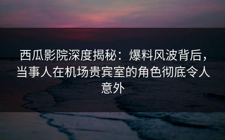 西瓜影院深度揭秘：爆料风波背后，当事人在机场贵宾室的角色彻底令人意外
