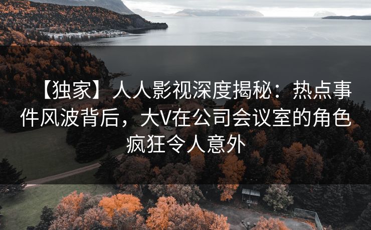 【独家】人人影视深度揭秘：热点事件风波背后，大V在公司会议室的角色疯狂令人意外