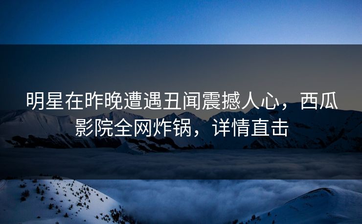 明星在昨晚遭遇丑闻震撼人心，西瓜影院全网炸锅，详情直击