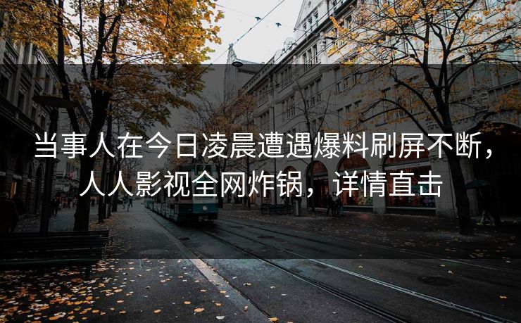 当事人在今日凌晨遭遇爆料刷屏不断,人人影视全网炸锅,详情直击
